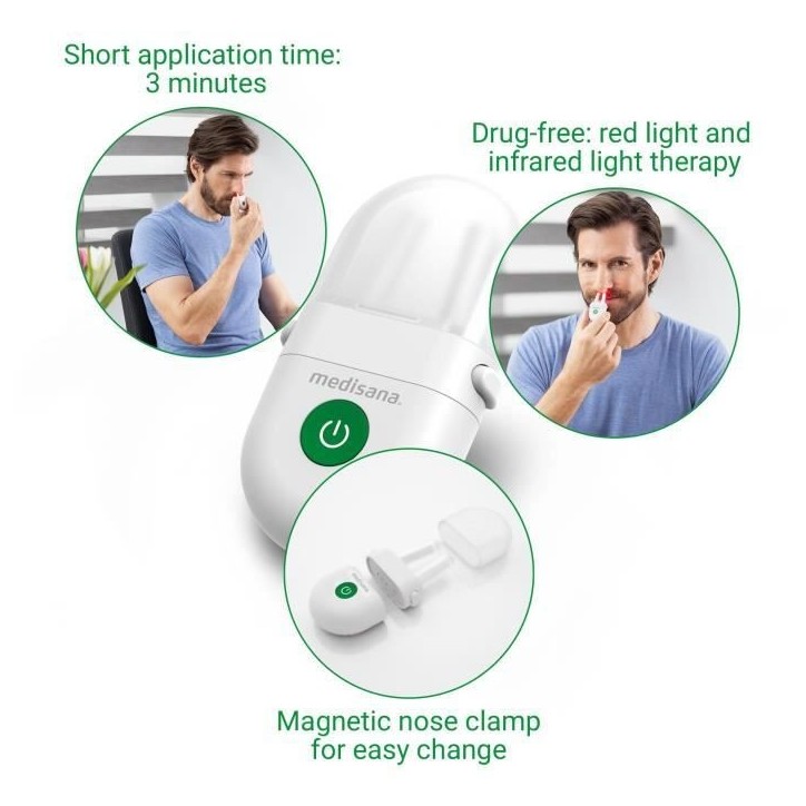 Appareil soulageant les rhinites allergiques / rhumes - MEDISANA - Medinose compact - Sans produit chimique - 3 minutes - Blanc Appareil soulageant les rhinites allergiques / rhumes - MEDISANA - Medinose compact - Sans produit chimique - 3 minutes - Blanc