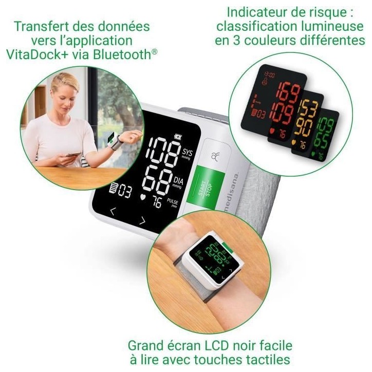 Tensiometre de poignet connecté - MEDISANA - BW 360 - 1,5 V - Dispositif médical certifié - Blanc Tensiometre de poignet connecté - MEDISANA - BW 360 - 1,5 V - Dispositif médical certifié - Blanc