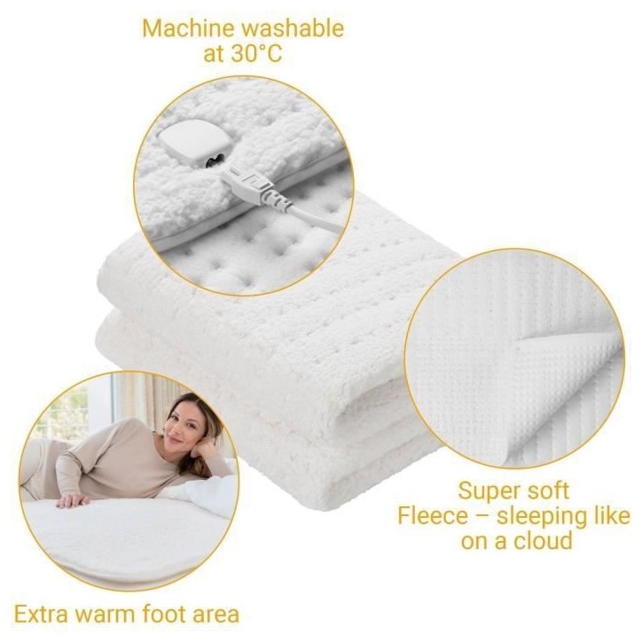 Surmatelas chauffant extra moelleux en polaire - MEDISANA - HU 672 - Chauffe-lit - 4 reglages - 3 minuteries - Lavable