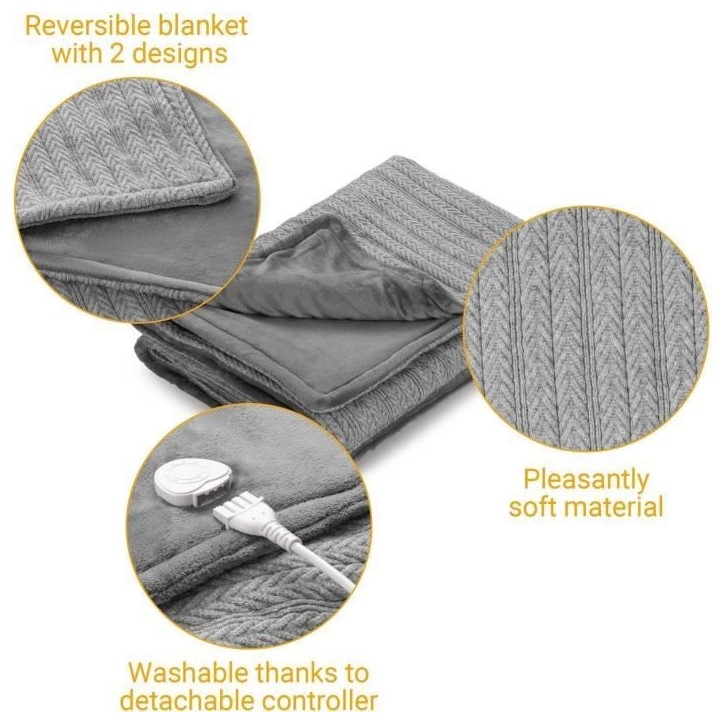 Couverture chauffante reversible en maille - MEDISANA - HB 680 - Chauffe rapide 120 W - Arret auto Couverture chauffante reversible en maille - MEDISANA - HB 680 - Chauffe rapide 120 W - Arret auto