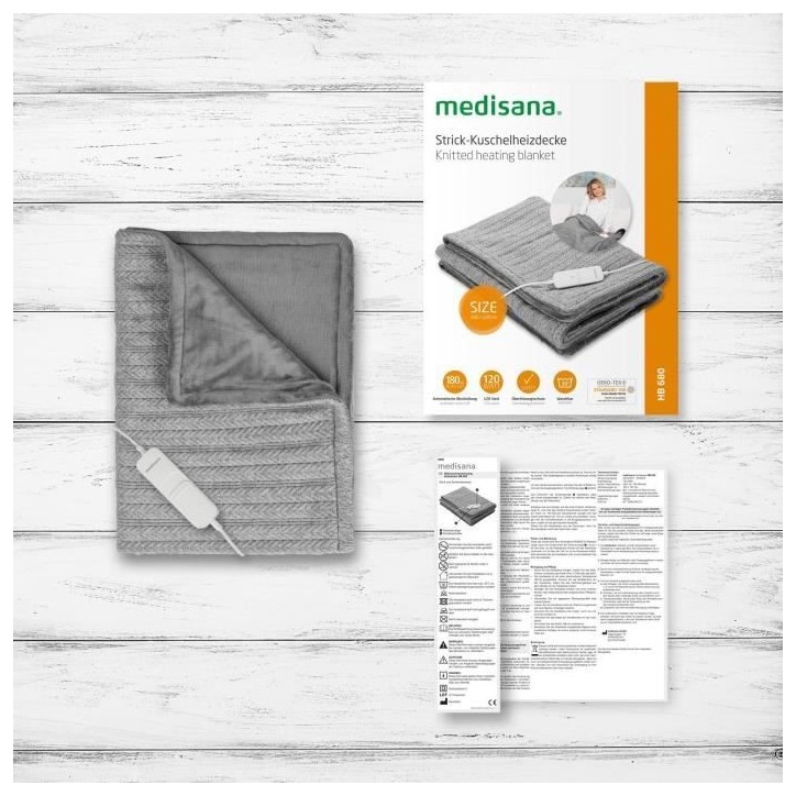 Couverture chauffante reversible en maille - MEDISANA - HB 680 - Chauffe rapide 120 W - Arret auto Couverture chauffante reversible en maille - MEDISANA - HB 680 - Chauffe rapide 120 W - Arret auto