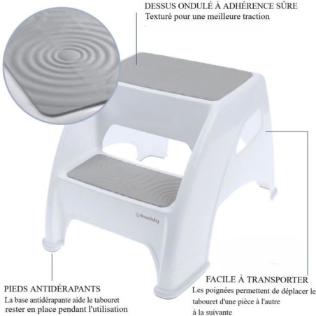 Tabouret marchepied - DREAMBABY - Toddler & Me 2 Up - Antidérapant et texturé - Jusqu'a 135kg pour les petits et les adultes -