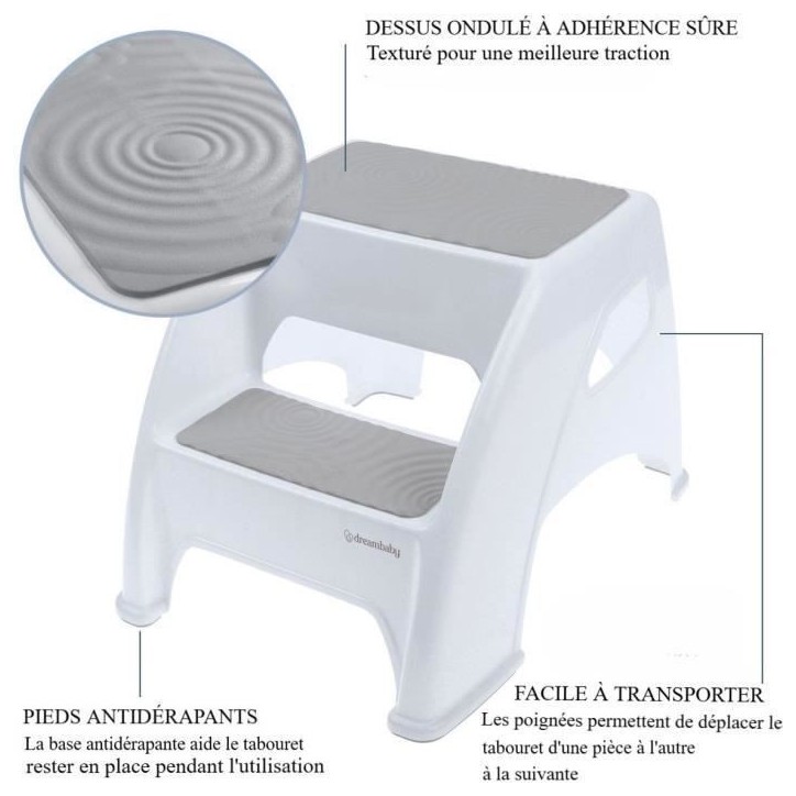 Tabouret marchepied - DREAMBABY - Toddler & Me 2 Up - Antidérapant et texturé - Jusqu'a 135kg pour les petits et les adultes - Tabouret marchepied - DREAMBABY - Toddler & Me 2 Up - Antidérapant et texturé - Jusqu'a 135kg pour les petits et les adultes -