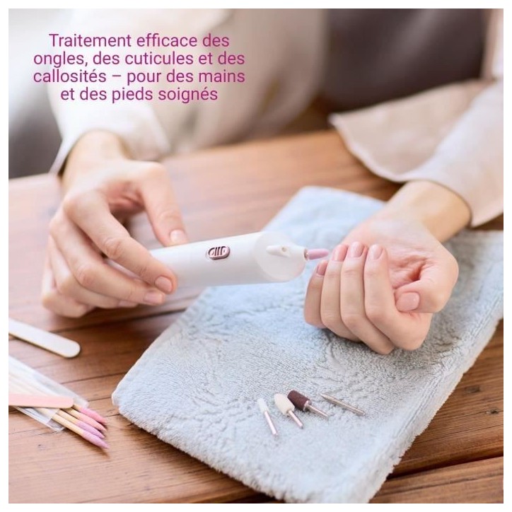 Kit de manucure / pédicure sans fil - MEDISANA - MP 900 - 5 accessoires - Eclairage LED de précision - Blanc
