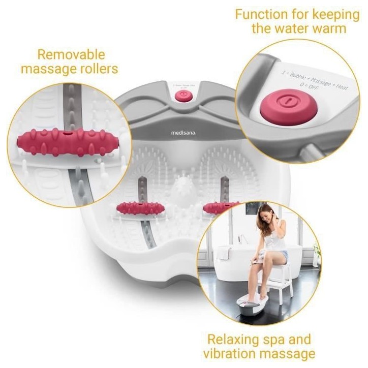 MEDISANA - FS 300 - Bain pour pieds - Blanc - Massage spa et vibration relaxant