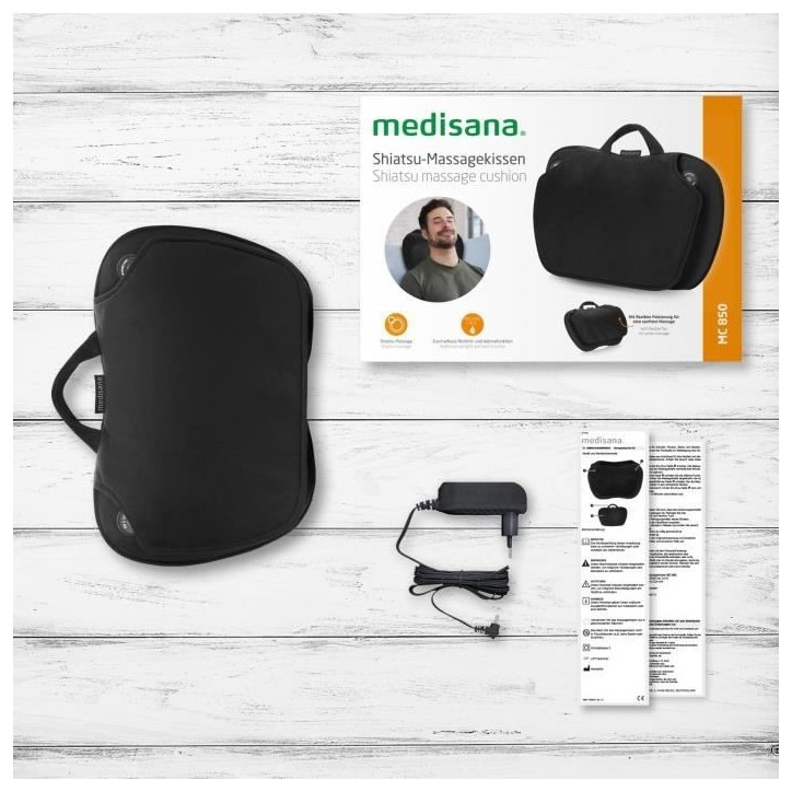 MEDISANA MC 850 - Coussin de massage Shiatsu épaules, dos, jambes et cou - 2 vitesses - Fonction chaleur - Rembourrage flexible MEDISANA MC 850 - Coussin de massage Shiatsu épaules, dos, jambes et cou - 2 vitesses - Fonction chaleur - Rembourrage flexible