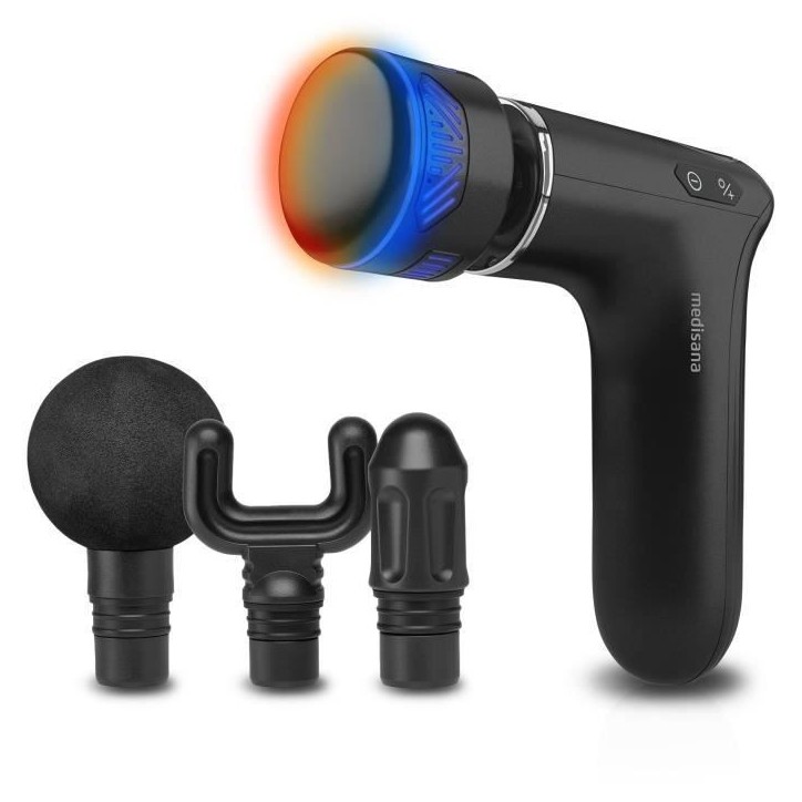 Pistolet de massage chaud & froid - MEDISANA - MG 560 - 10 intensités de percussion - 3 niveaux - 4 accessoires - Noir