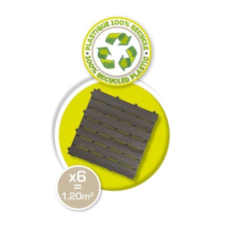 Smoby - Set de 6 dalles - Plancher de Maison - Anti-UV - 45x45cm - Effet texturé bois - Plastique 100% recyclé - Fabriqué en