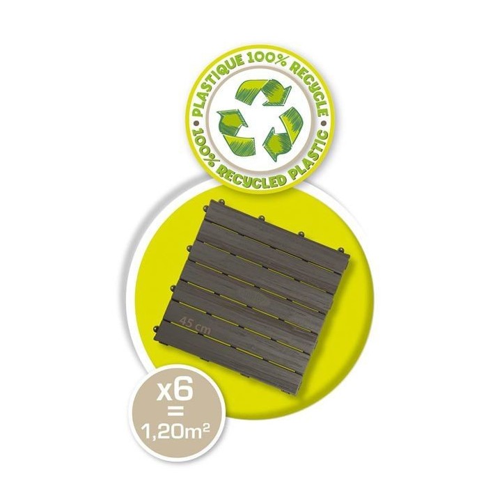 Smoby - Set de 6 dalles - Plancher de Maison - Anti-UV - 45x45cm - Effet texturé bois - Plastique 100% recyclé - Fabriqué en Smoby - Set de 6 dalles - Plancher de Maison - Anti-UV - 45x45cm - Effet texturé bois - Plastique 100% recyclé - Fabriqué en