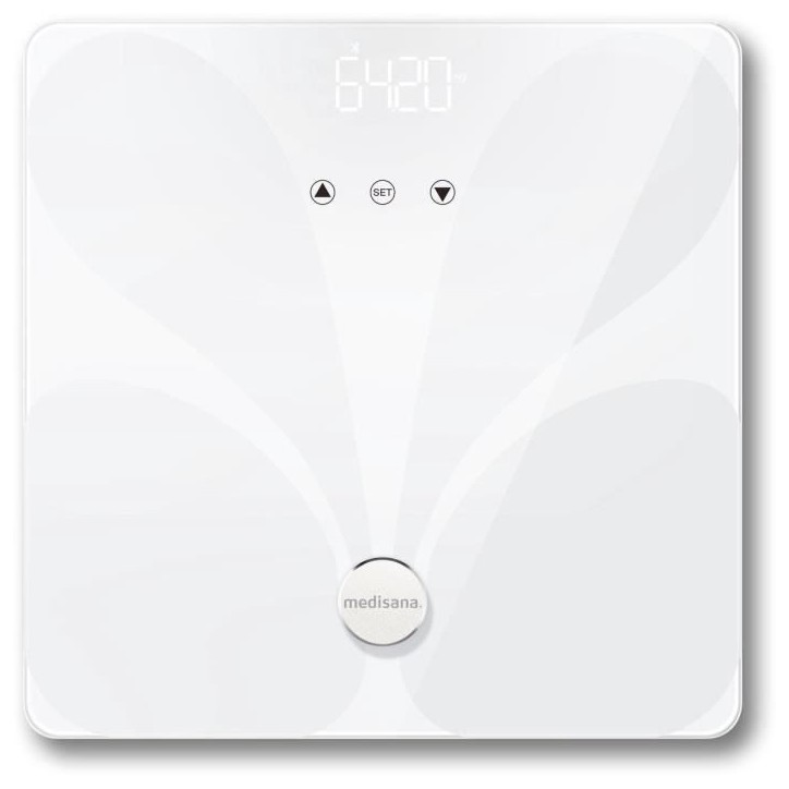 Pese personne connecté – medisana BS 412 – Impédancemetre – Bluetooth – Analyse corporelle – 180kg max