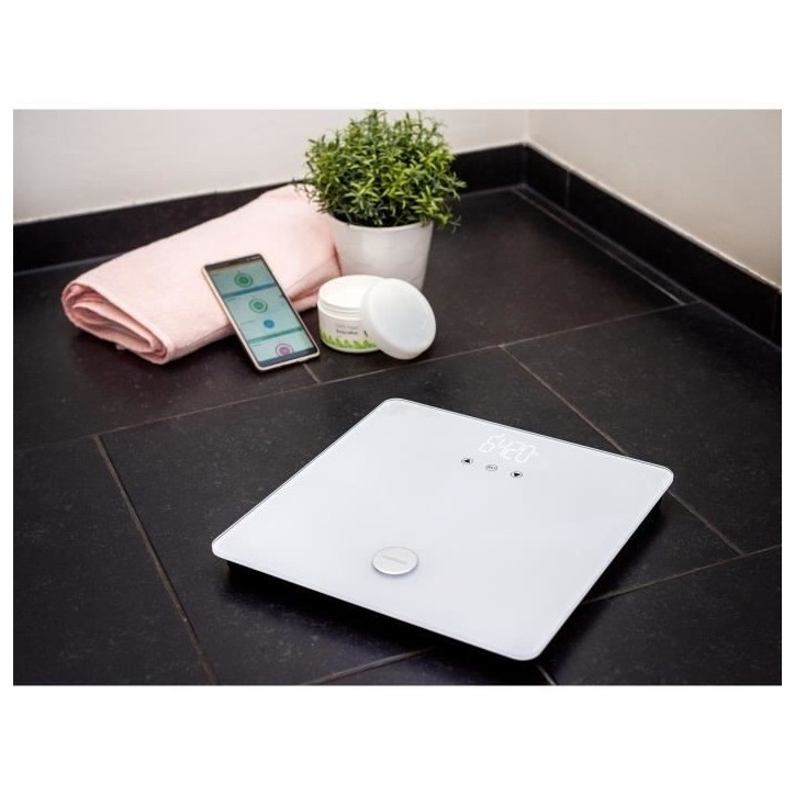 Pese personne connecté – medisana BS 412 – Impédancemetre – Bluetooth – Analyse corporelle – 180kg max