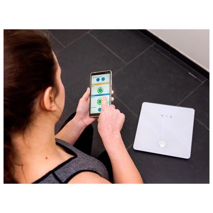Pese personne connecté – medisana BS 412 – Impédancemetre – Bluetooth – Analyse corporelle – 180kg max