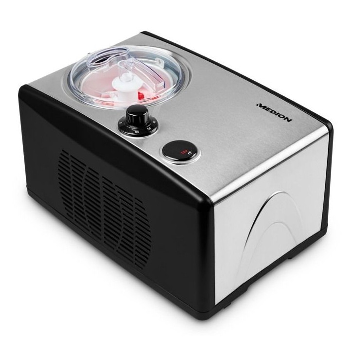 Sorbetiere Yaourtiere - MEDION MD18387 – 150W – de -18 a -35°C – 1,5L de glace – Écran LCD – Noir/Alu Sorbetiere Yaourtiere - MEDION MD18387 – 150W – de -18 a -35°C – 1,5L de glace – Écran LCD – Noir/Alu