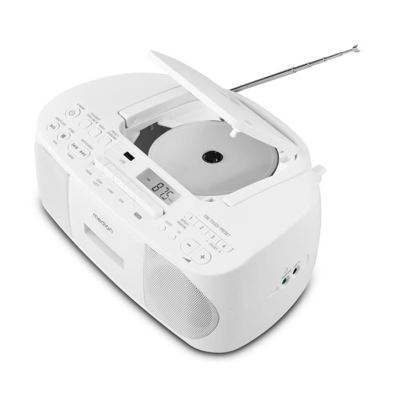 Radio CD K7 - MEDION - FM - 2x3W RMS - Blanc Radio CD K7 - MEDION - FM - 2x3W RMS - Blanc