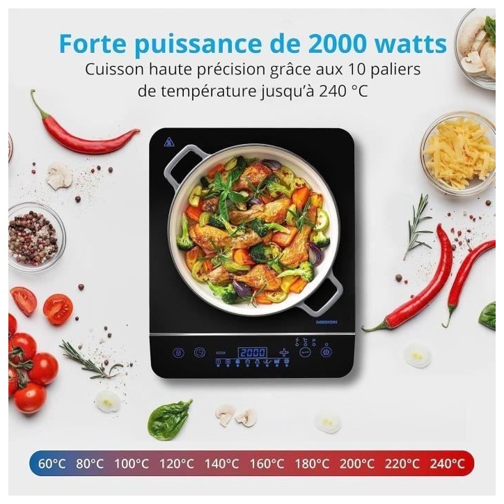 Plaque induction posable - MEDION - MD 17595 - 1 Feu - L 29 x P 36 cm Plaque induction posable - MEDION - MD 17595 - 1 Feu - L 29 x P 36 cm