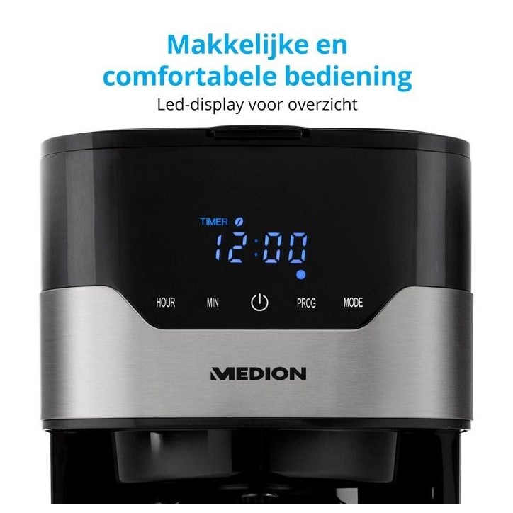 Cafetiere filtre programmable avec carafe - MEDION - MD 18458 - isotherme - 900W - 1,2 L Cafetiere filtre programmable avec carafe - MEDION - MD 18458 - isotherme - 900W - 1,2 L