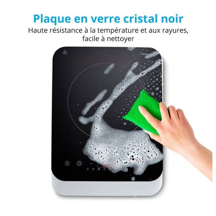 Plaque de cuisson a induction posable - MEDION - 1 feu - 2000 W - 29 x 38,5 x 6,3 cm - MD18490 Plaque de cuisson a induction posable - MEDION - 1 feu - 2000 W - 29 x 38,5 x 6,3 cm - MD18490