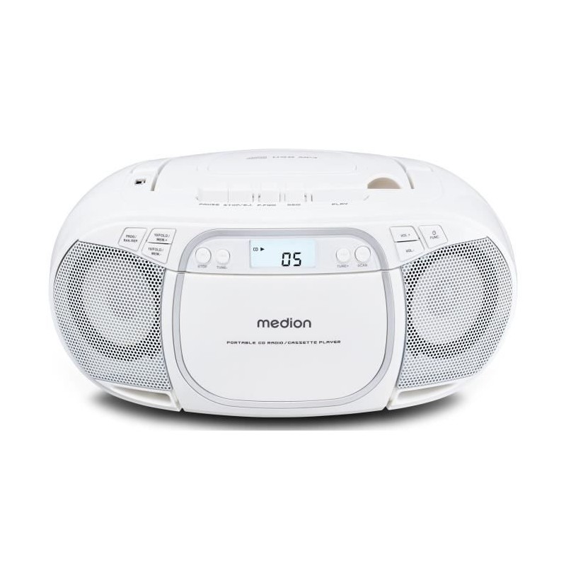 Radio CD - MEDION - FM - 2x2,2W RMS - Blanc Radio CD - MEDION - FM - 2x2,2W RMS - Blanc