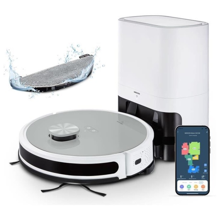 MEDION X21 SW - Robot Aspirateur Laveur avec Station de Vidange - Navigation Laser - Puissance 3000 Pa MEDION X21 SW - Robot Aspirateur Laveur avec Station de Vidange - Navigation Laser - Puissance 3000 Pa