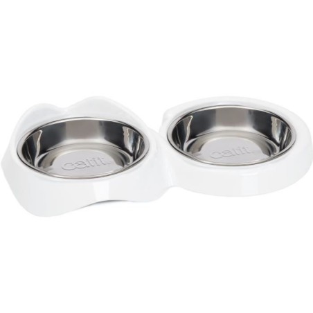 Gamelle pour chat - CATIT - PIXI - 2 x 200ml - Double - Bols en acier