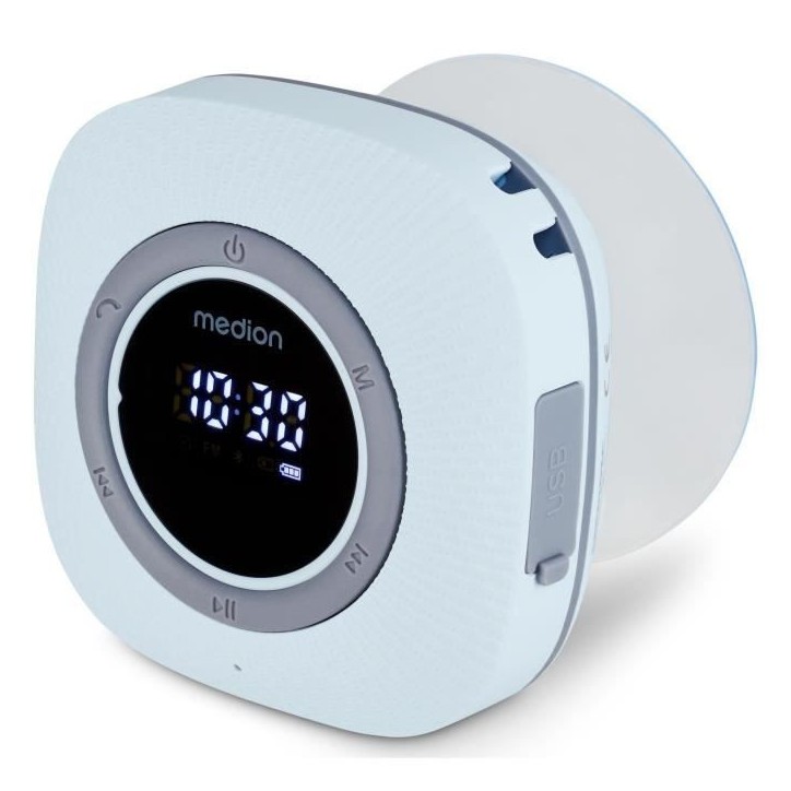 Radio de Douche - MEDION - FM - Bluetooth - IPX6 - Ventouse de fixation - Bleu