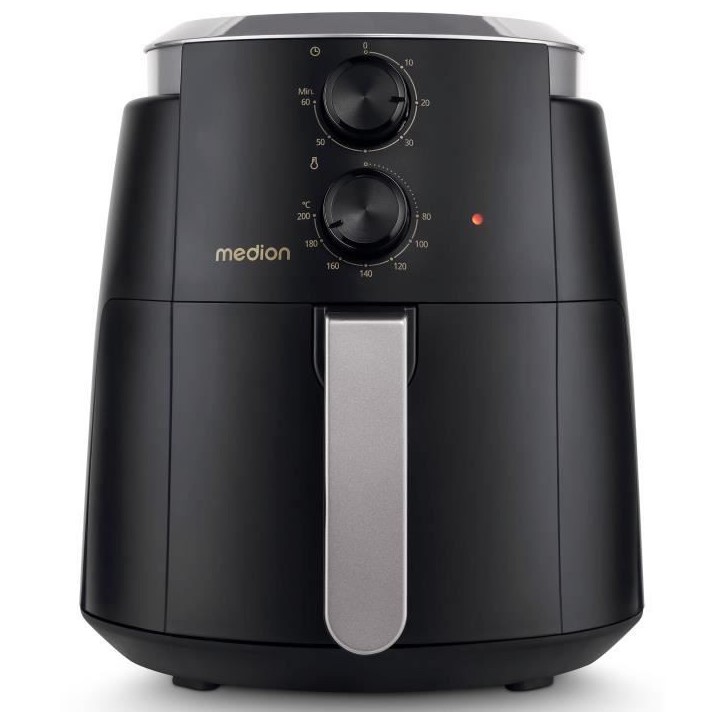 Friteuse a air chaud - MEDION - MD13020 - Airfryer - 1500 watts - Minuterie 60 min - Jusqu'a 200°C - 4,7 L - Noir Friteuse a air chaud - MEDION - MD13020 - Airfryer - 1500 watts - Minuterie 60 min - Jusqu'a 200°C - 4,7 L - Noir