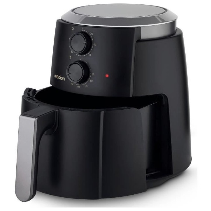 Friteuse a air chaud - MEDION - MD13020 - Airfryer - 1500 watts - Minuterie 60 min - Jusqu'a 200°C - 4,7 L - Noir Friteuse a air chaud - MEDION - MD13020 - Airfryer - 1500 watts - Minuterie 60 min - Jusqu'a 200°C - 4,7 L - Noir