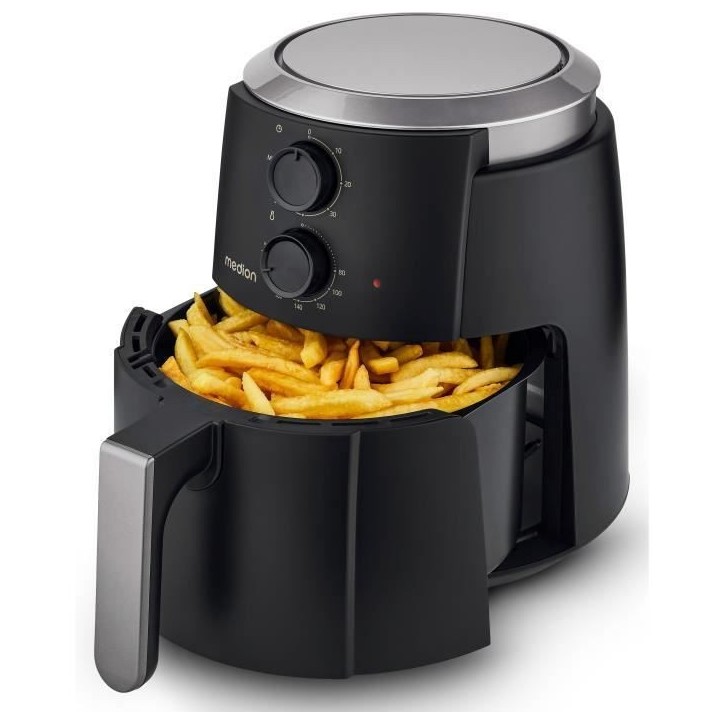 Friteuse a air chaud - MEDION - MD13020 - Airfryer - 1500 watts - Minuterie 60 min - Jusqu'a 200°C - 4,7 L - Noir Friteuse a air chaud - MEDION - MD13020 - Airfryer - 1500 watts - Minuterie 60 min - Jusqu'a 200°C - 4,7 L - Noir