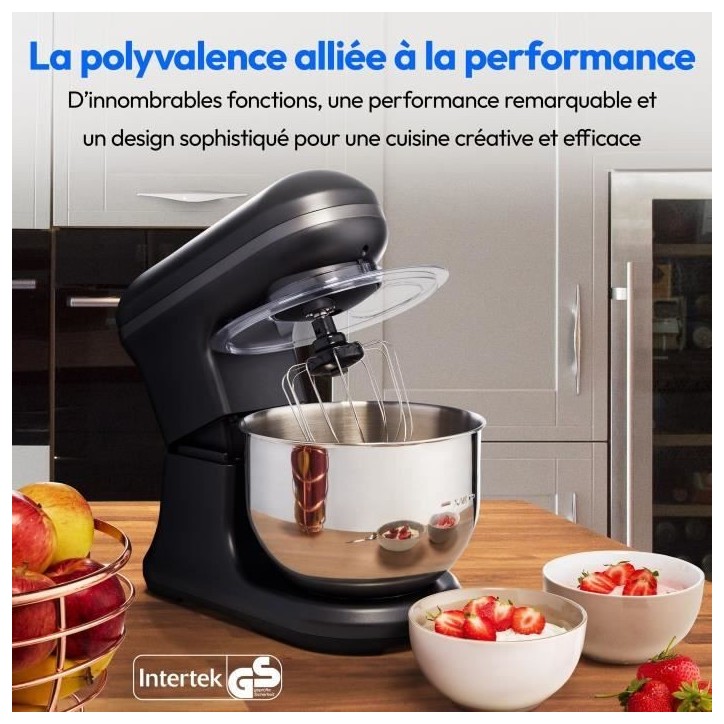 Robot pâtissier - MEDION - MD18420 - 1200 W - 5 L - 8 vitesses - Bol a glace - Noir Robot pâtissier - MEDION - MD18420 - 1200 W - 5 L - 8 vitesses - Bol a glace - Noir