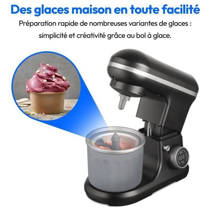 Robot pâtissier - MEDION - MD18420 - 1200 W - 5 L - 8 vitesses - Bol a glace - Noir Robot pâtissier - MEDION - MD18420 - 1200 W - 5 L - 8 vitesses - Bol a glace - Noir