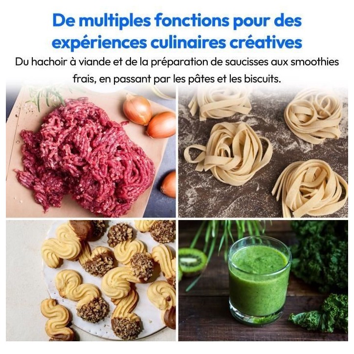 Robot pâtissier 3-en-1- MEDION - MD18430 - 1200 W - 5 L - 8 vitesses - Fonction hachoir - Noir