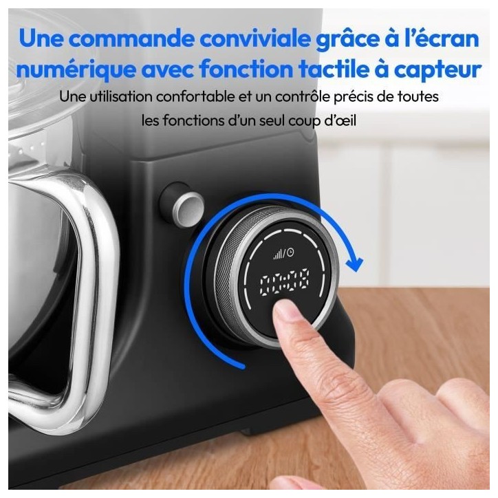 Robot pâtissier 3-en-1- MEDION - MD18430 - 1200 W - 5 L - 8 vitesses - Fonction hachoir - Noir