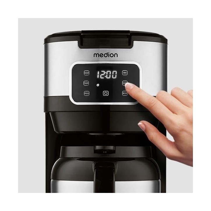 Cafetiere Filtre Digitale Isotherme - MEDION - 900W - 1,2L - Silver