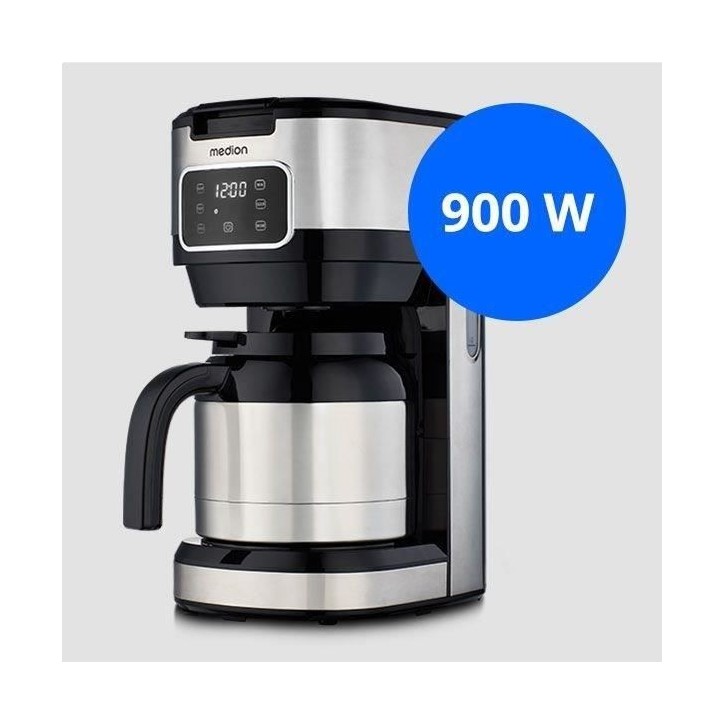 Cafetiere Filtre Digitale Isotherme - MEDION - 900W - 1,2L - Silver