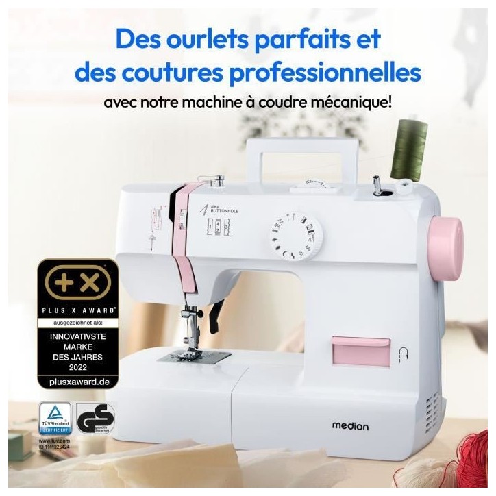 Machine a Coudre - MEDION - SM 70 - 71W - 12 Points - 700 tr/min - LED - Rose Machine a Coudre - MEDION - SM 70 - 71W - 12 Points - 700 tr/min - LED - Rose