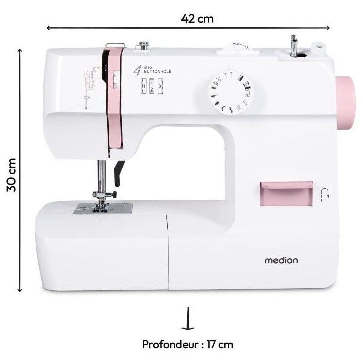 Machine a Coudre - MEDION - SM 70 - 71W - 12 Points - 700 tr/min - LED - Rose Machine a Coudre - MEDION - SM 70 - 71W - 12 Points - 700 tr/min - LED - Rose