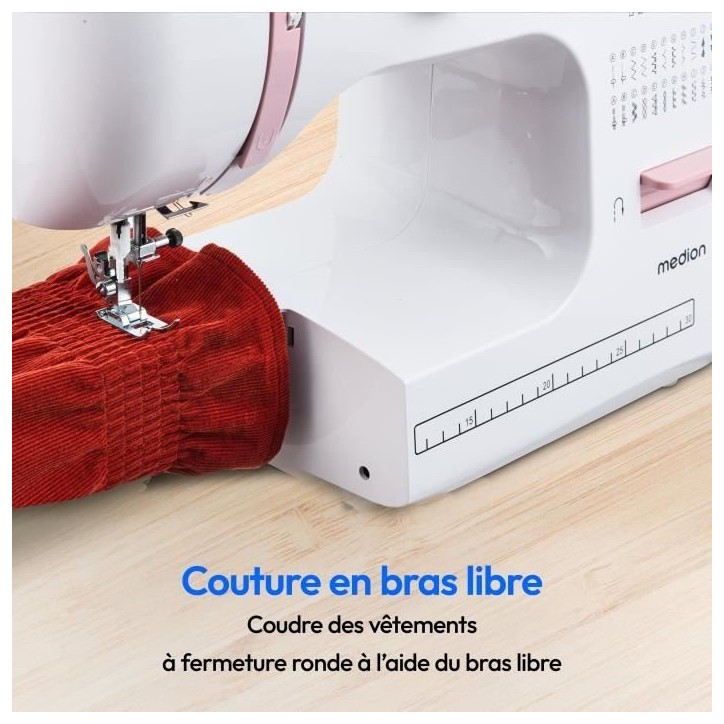 Machine a Coudre - MEDION - SM 60 - 62W - 24 Points + Points Doubles - 700 tr/min - LED - Rose Machine a Coudre - MEDION - SM 60 - 62W - 24 Points + Points Doubles - 700 tr/min - LED - Rose