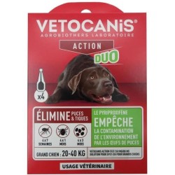 Pipettes - VETOCANIS - x4 Pipettes Anti-puces et tiques Duo 268mg/80mg