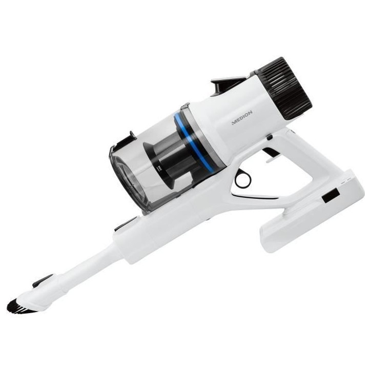 Aspirateur balai sans fil - MEDION MD11860 - 55 min - 400 W - 2,500 mAh - Blanc / Gris Aspirateur balai sans fil - MEDION MD11860 - 55 min - 400 W - 2,500 mAh - Blanc / Gris