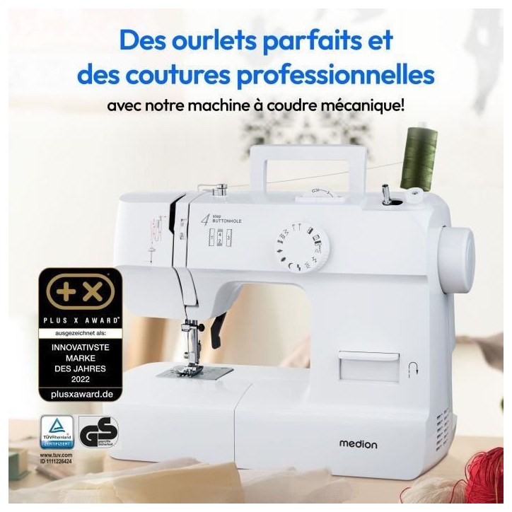 Machine a Coudre - MEDION - SM 70 - 71W - 12 Points - 700 tr/min - LED - Blanc Machine a Coudre - MEDION - SM 70 - 71W - 12 Points - 700 tr/min - LED - Blanc