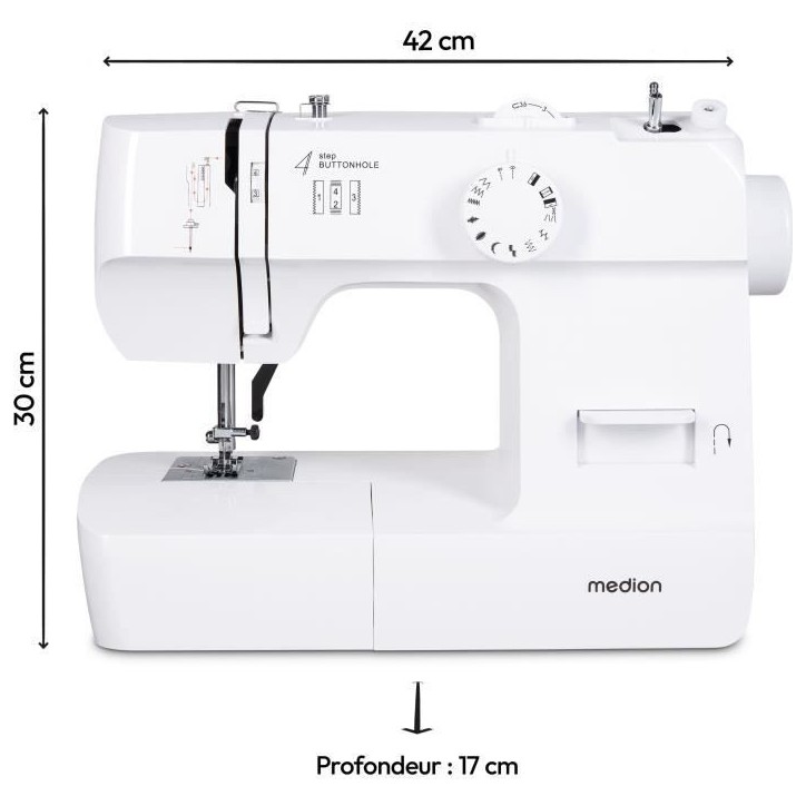 Machine a Coudre - MEDION - SM 70 - 71W - 12 Points - 700 tr/min - LED - Blanc Machine a Coudre - MEDION - SM 70 - 71W - 12 Points - 700 tr/min - LED - Blanc