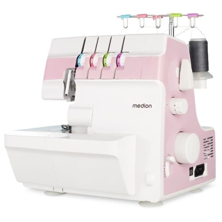Surjeteuse - MEDION - SO 90 - 91W - Type d'aiguille 11, 14, 16 - 1200 tr/min - LED - Rose