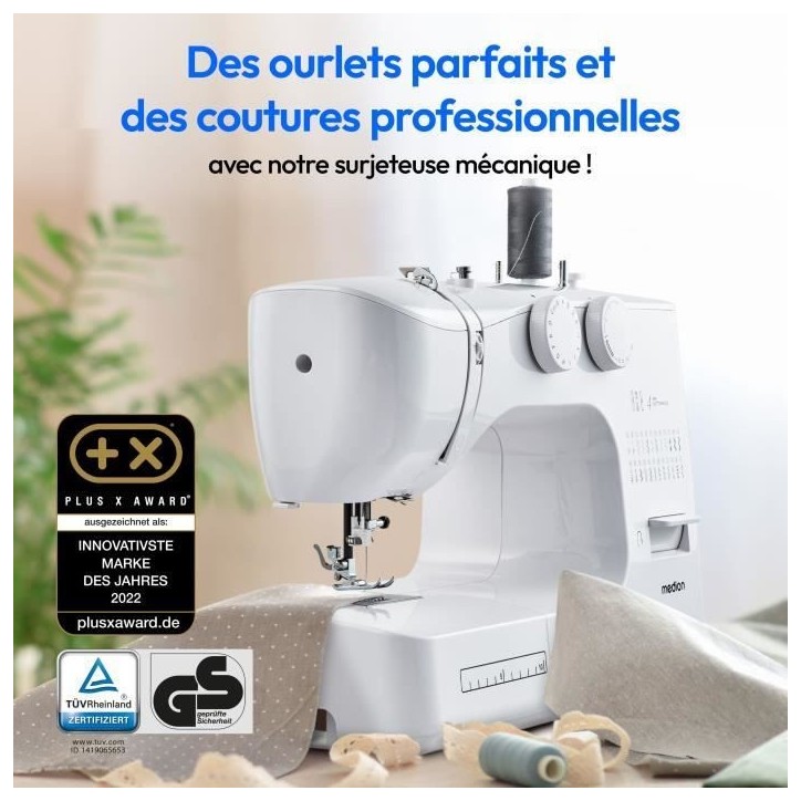 Machine a Coudre - MEDION - SM 60 - 62W - 24 Points + Points Doubles - 700 tr/min - LED - Blanc