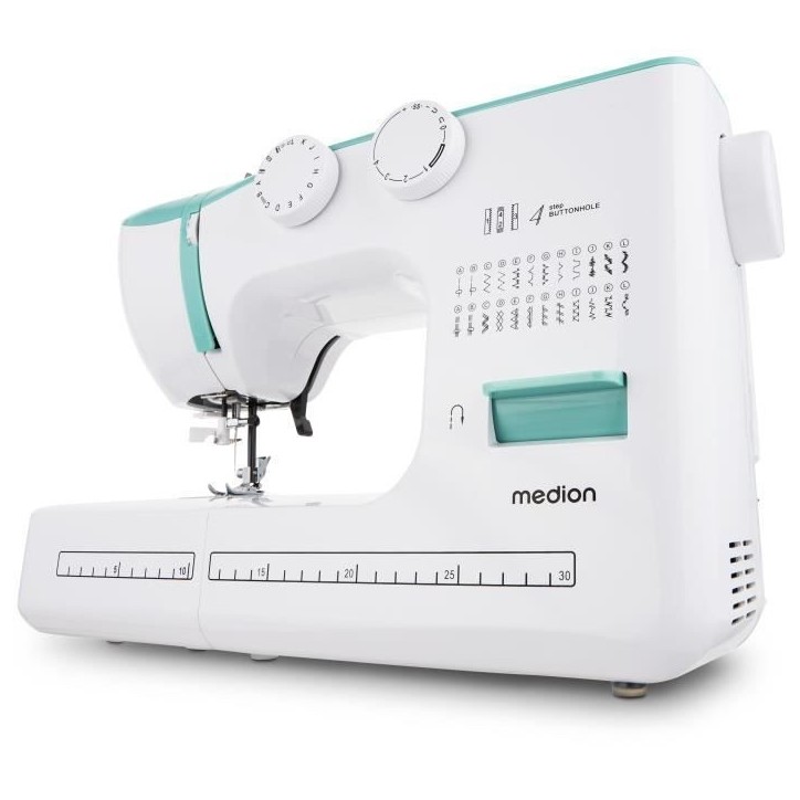Machine a Coudre - MEDION - SM 60 - 62W - 24 Points + Points Doubles - 700 tr/min - LED - Turquoise