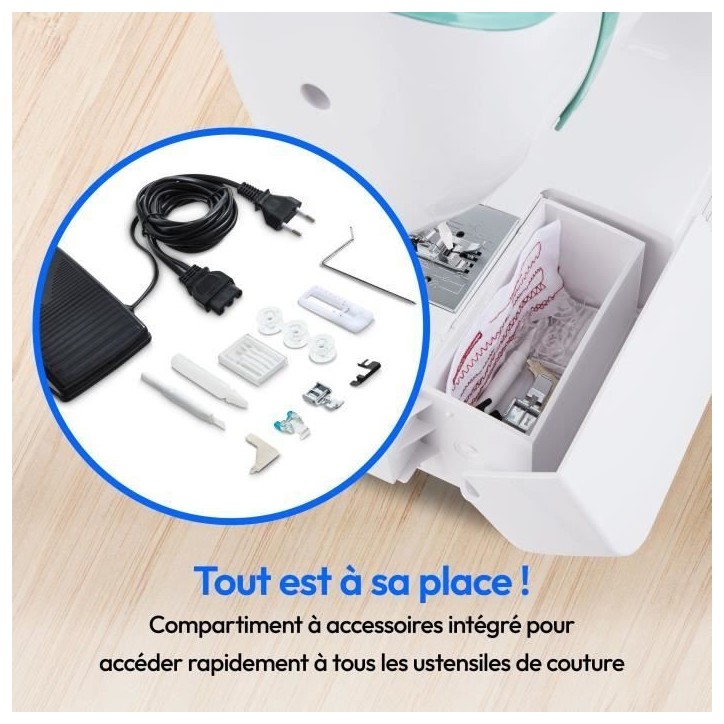 Machine a Coudre - MEDION - SM 60 - 62W - 24 Points + Points Doubles - 700 tr/min - LED - Turquoise