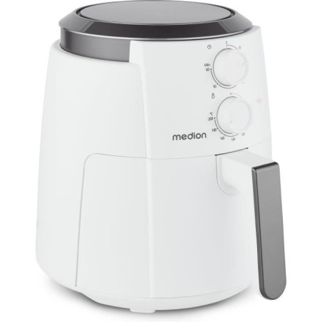 Friteuse a air chaud - MEDION - MD13020 - Airfryer - 1500 watts - Minuterie 60 min - Jusqu'a 200°C - 4,7 L - Blanc