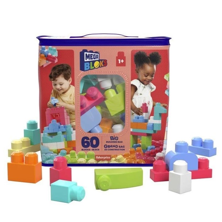 Mega Bloks - Sac Medium Rose 60 briques - Briques de construction - 12 mois et + DCH54 Mega Bloks - Sac Medium Rose 60 briques - Briques de construction - 12 mois et + DCH54