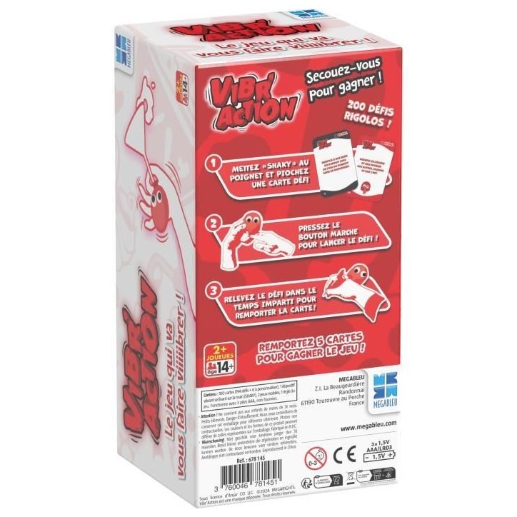 Jeu de société - MEGABLEU - Vibr'Action - 200 défis vibrants a relever avec bracelet Jeu de société - MEGABLEU - Vibr'Action - 200 défis vibrants a relever avec bracelet