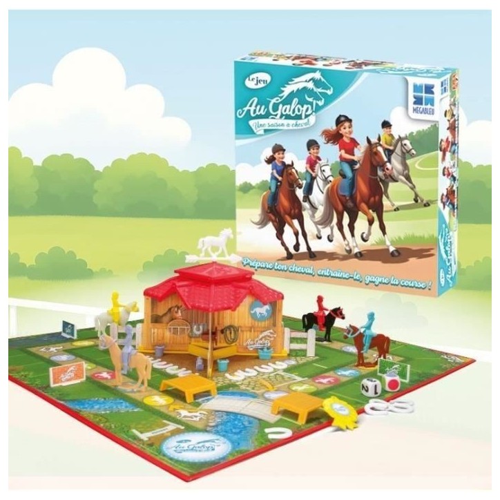 Au Galop - Jeu de plateau - MEGABLEU - Prépare ton cheval, entraîne-le, gagne la course ! Au Galop - Jeu de plateau - MEGABLEU - Prépare ton cheval, entraîne-le, gagne la course !