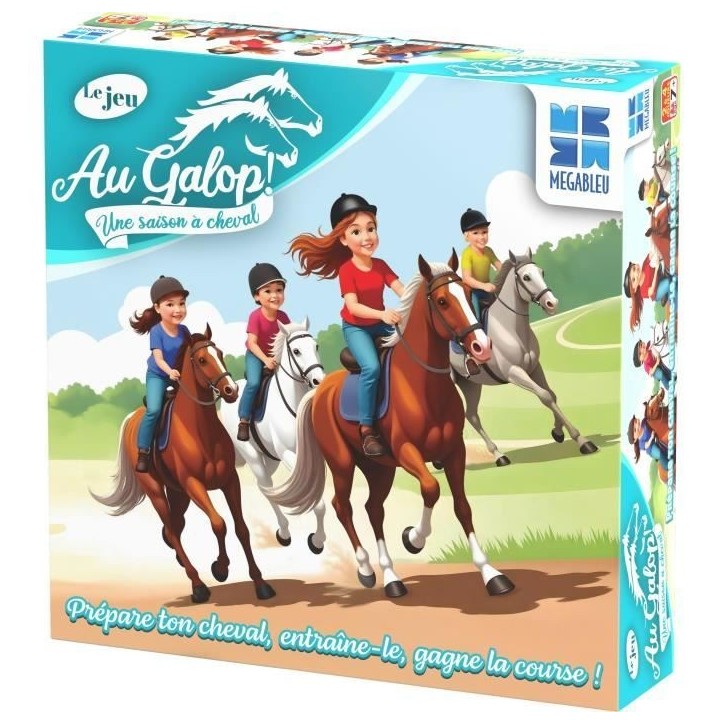 Au Galop - Jeu de plateau - MEGABLEU - Prépare ton cheval, entraîne-le, gagne la course ! Au Galop - Jeu de plateau - MEGABLEU - Prépare ton cheval, entraîne-le, gagne la course !